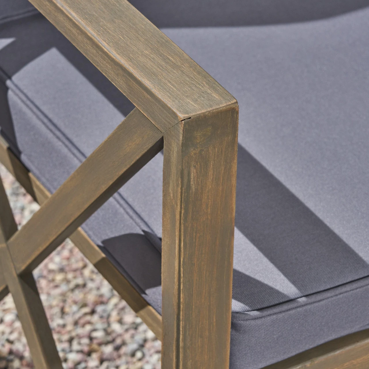 2pc Gray Contemporary Outdoor Patio Cushioned Loveseat With Coffee Table Set 54.25" 4 2pc Gray Contemporary Outdoor Patio Cushioned Loveseat With Coffee Table Set 54.25" - Image 4