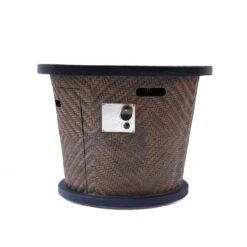 32" Brown And Black Round Outdoor Patio Fire Pit