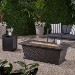 2pc Brown And Black Rectangular Outdoor Patio Fire Pit With Tank Holder Set 56.25" 9 2pc Brown And Black Rectangular Outdoor Patio Fire Pit With Tank Holder Set 56.25" -PatioVibe Shop dnhhf 307830 03 96493.1667677741