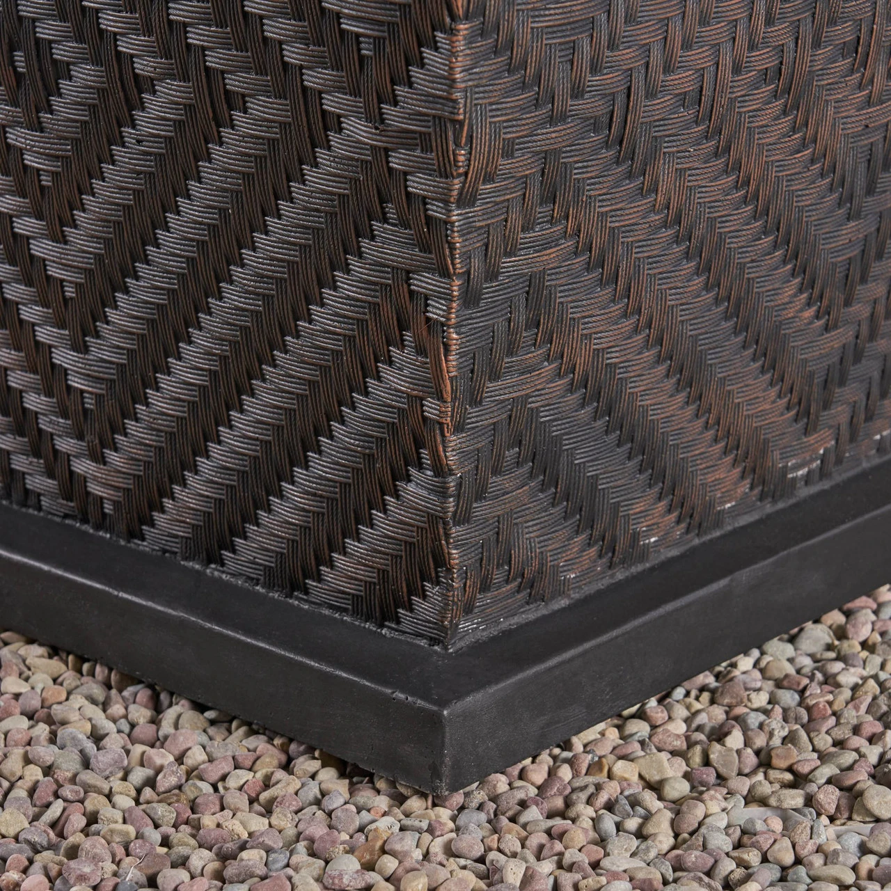 2pc Brown And Black Rectangular Outdoor Patio Fire Pit With Tank Holder Set 56.25" 5 2pc Brown And Black Rectangular Outdoor Patio Fire Pit With Tank Holder Set 56.25" - Image 5