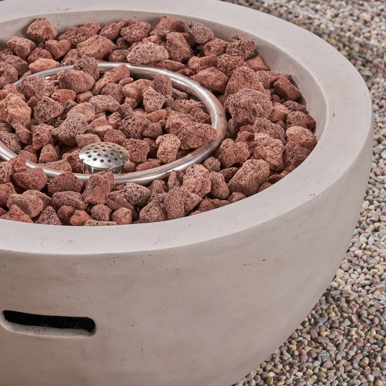 26.75" Abalone Gray Handcrafted Outdoor Patio Bowl Fire Pit With Tank Holder 2 26.75" Abalone Gray Handcrafted Outdoor Patio Bowl Fire Pit With Tank Holder - Image 2