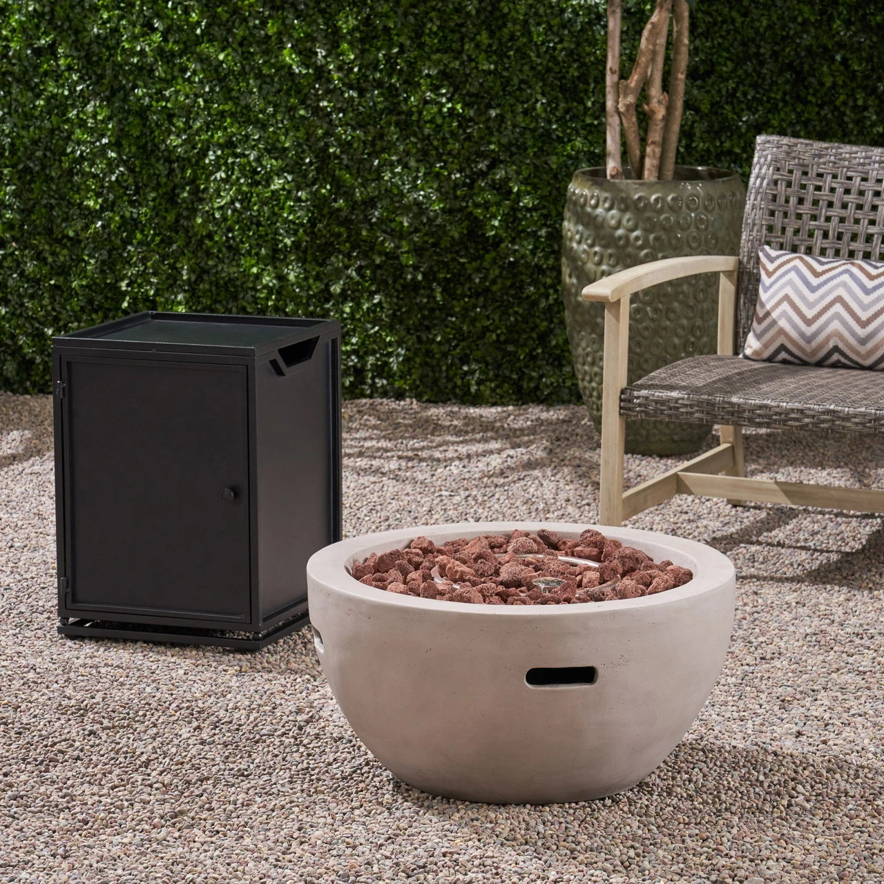 26.75" Abalone Gray Handcrafted Outdoor Patio Bowl Fire Pit With Tank Holder 6 26.75" Abalone Gray Handcrafted Outdoor Patio Bowl Fire Pit With Tank Holder - Image 6