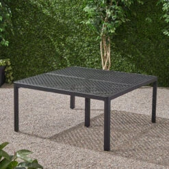 61.25" Black Traditional Style Square Outdoor Patio Dining Table -PatioVibe Shop dnhhf 308843 6 09703.1667664237