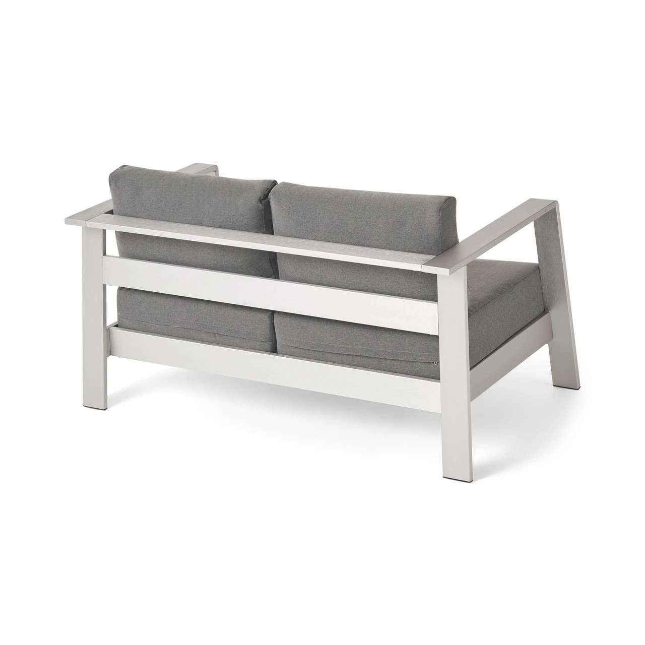 2pc Gray And Silver Contemporary Outdoor Patio Loveseat With Coffee Table 56.75" 2 2pc Gray And Silver Contemporary Outdoor Patio Loveseat With Coffee Table 56.75" - Image 2