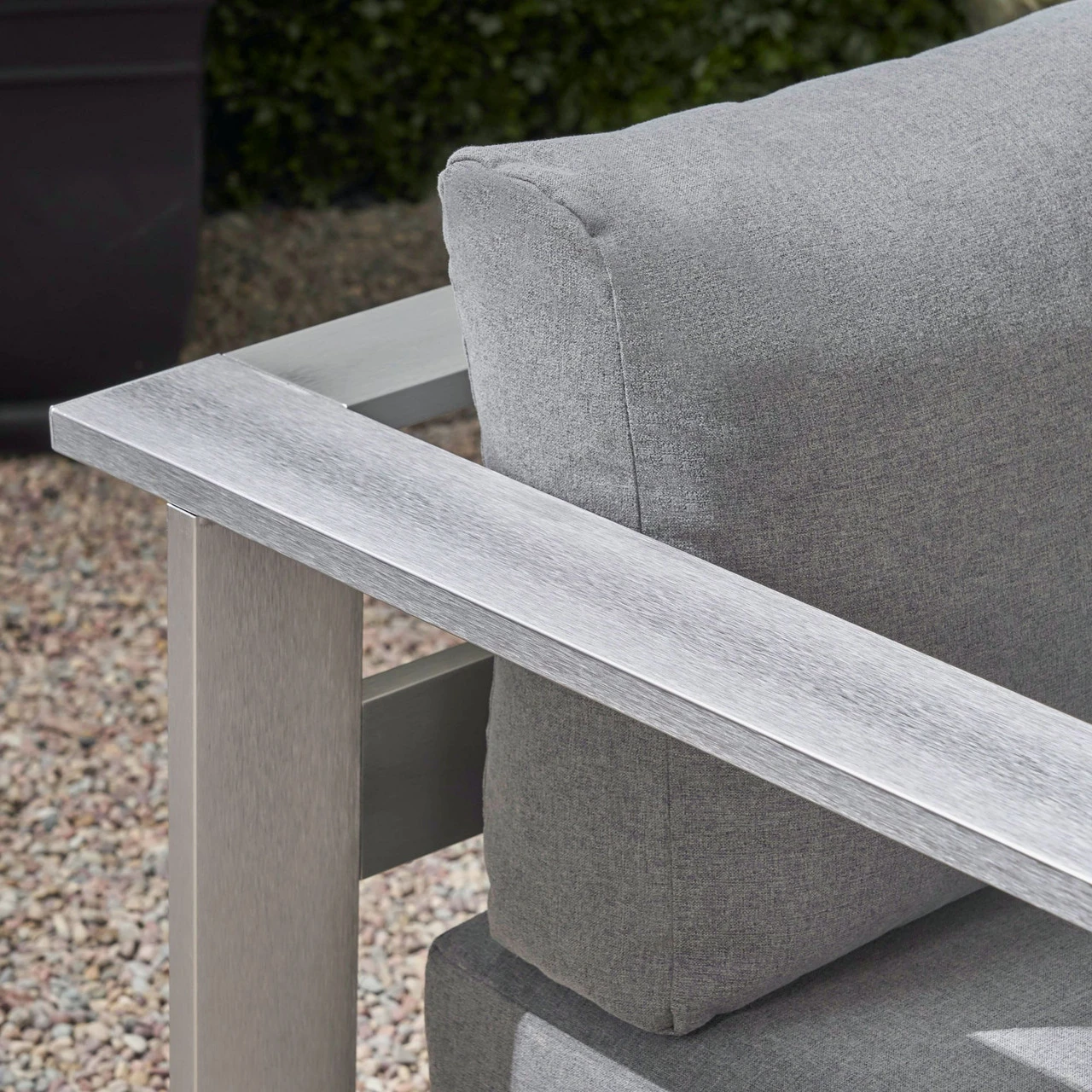 2pc Gray And Silver Contemporary Outdoor Patio Loveseat With Coffee Table 56.75" 3 2pc Gray And Silver Contemporary Outdoor Patio Loveseat With Coffee Table 56.75" - Image 3