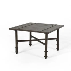 22" Brown Traditional Square Outdoor Patio Side Table