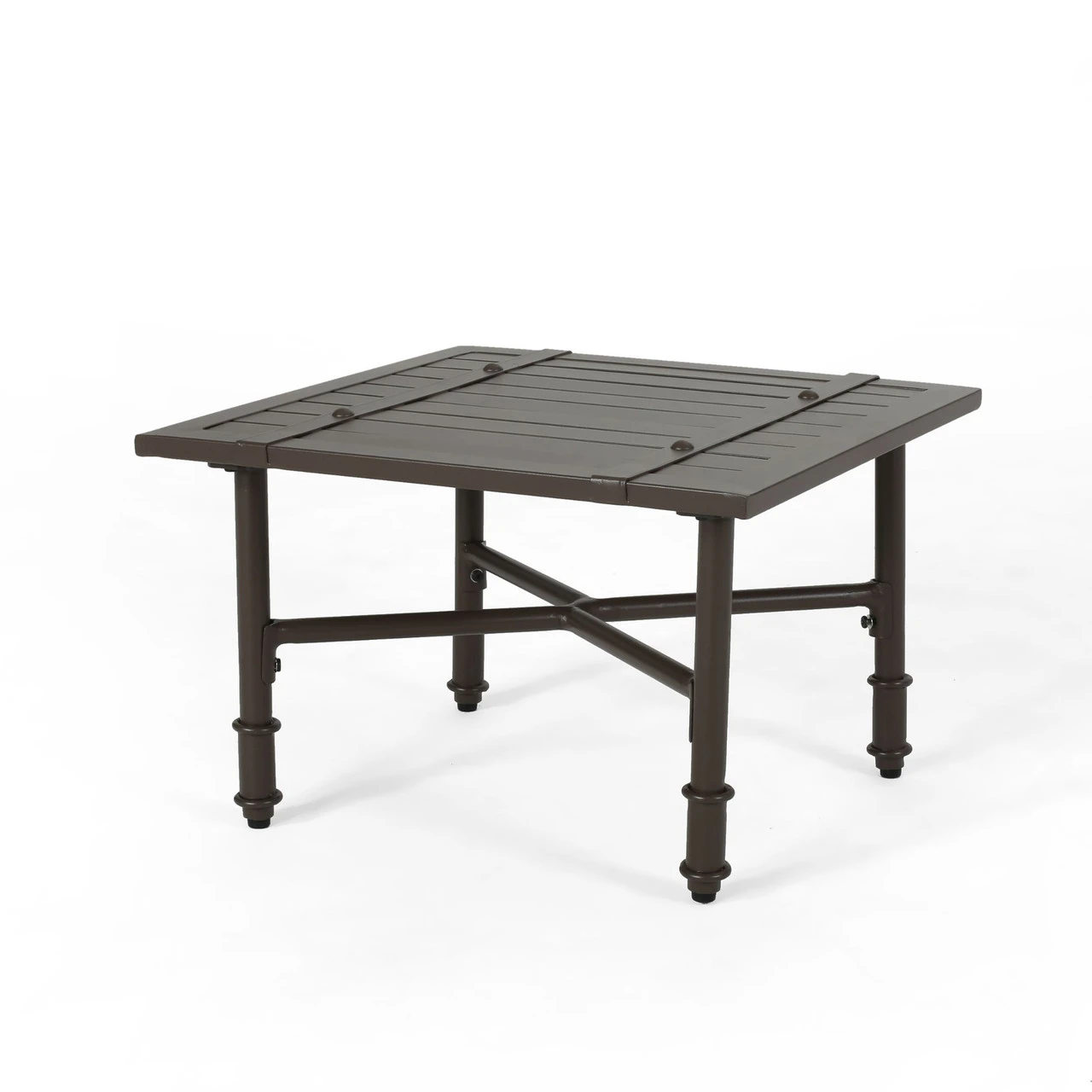 22" Brown Traditional Square Outdoor Patio Side Table 1 22" Brown Traditional Square Outdoor Patio Side Table