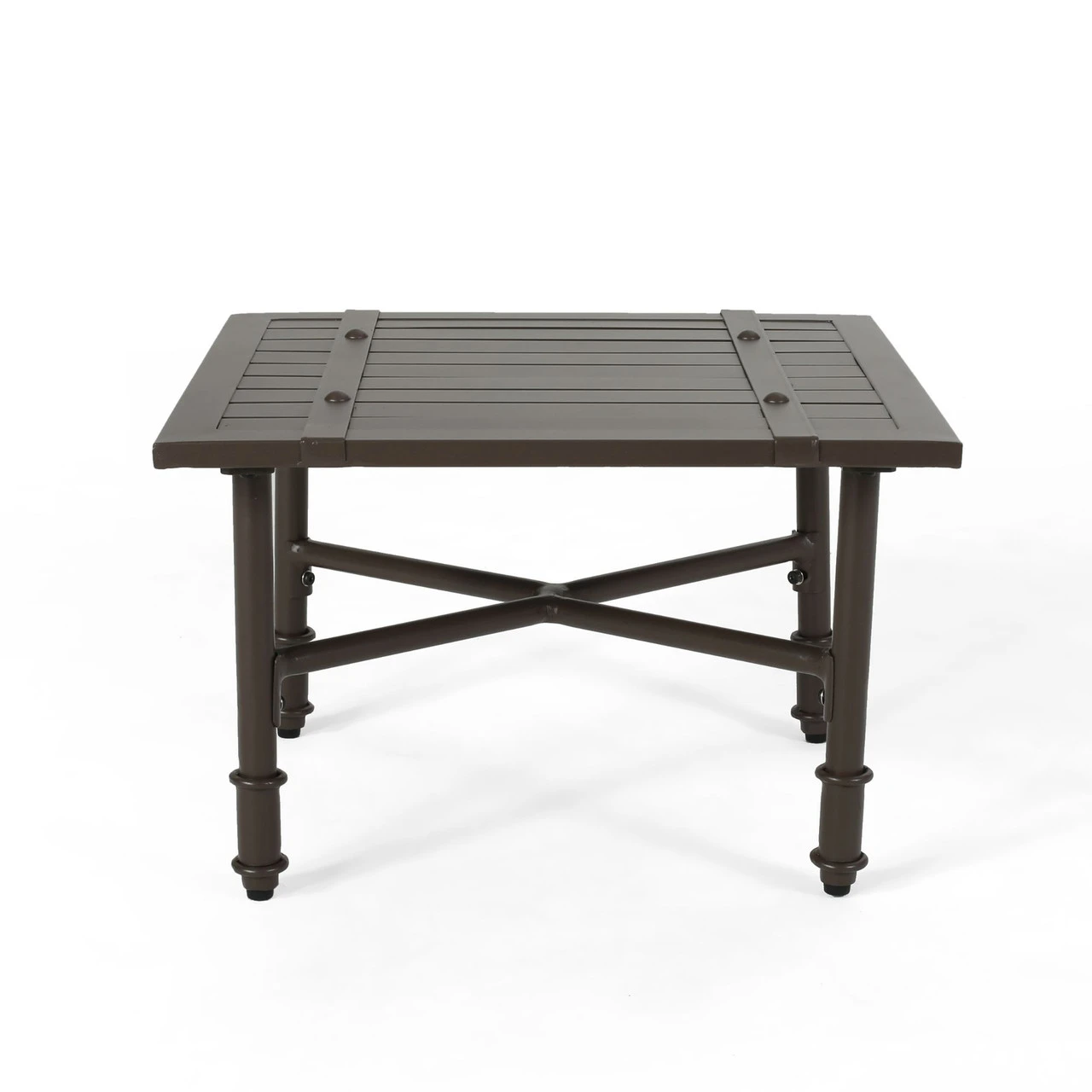22" Brown Traditional Square Outdoor Patio Side Table 2 22" Brown Traditional Square Outdoor Patio Side Table - Image 2