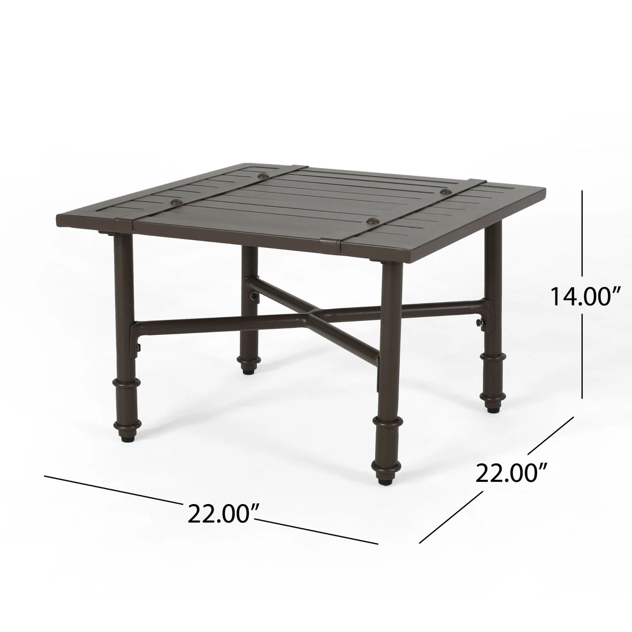 22" Brown Traditional Square Outdoor Patio Side Table 4 22" Brown Traditional Square Outdoor Patio Side Table - Image 4