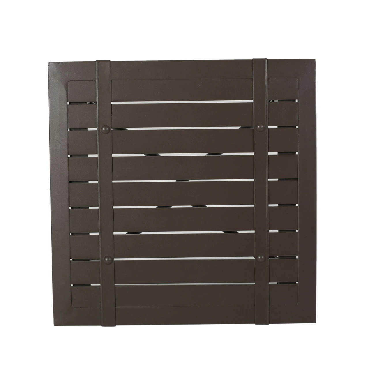 22" Brown Traditional Square Outdoor Patio Side Table 5 22" Brown Traditional Square Outdoor Patio Side Table - Image 5