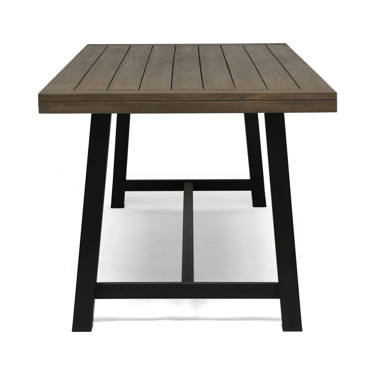 79" Charcoal Gray And Black Contemporary Rectangular Outdoor Dining Table 3 79" Charcoal Gray And Black Contemporary Rectangular Outdoor Dining Table - Image 3