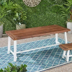 79" Brown And White Contemporary Rectangular Outdoor Dining Table -PatioVibe Shop dnhhf 309163 7 49798.1667677710