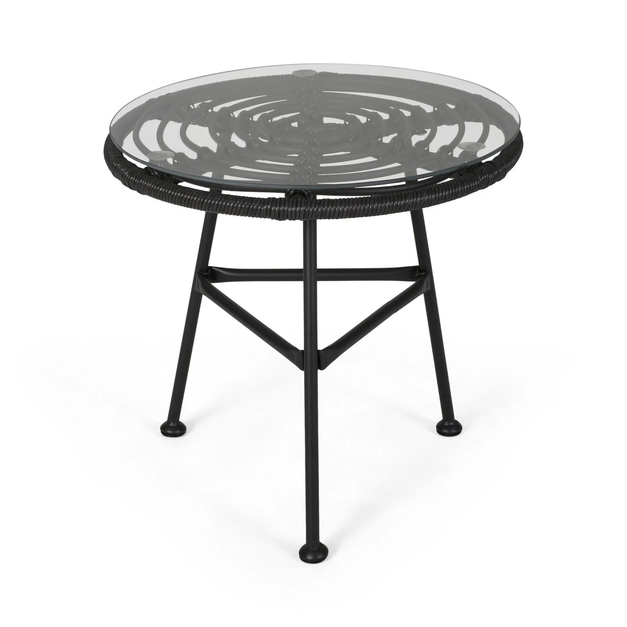 19.5" Gray And Black Contemporary Round Outdoor Patio Side Table 1 19.5" Gray And Black Contemporary Round Outdoor Patio Side Table