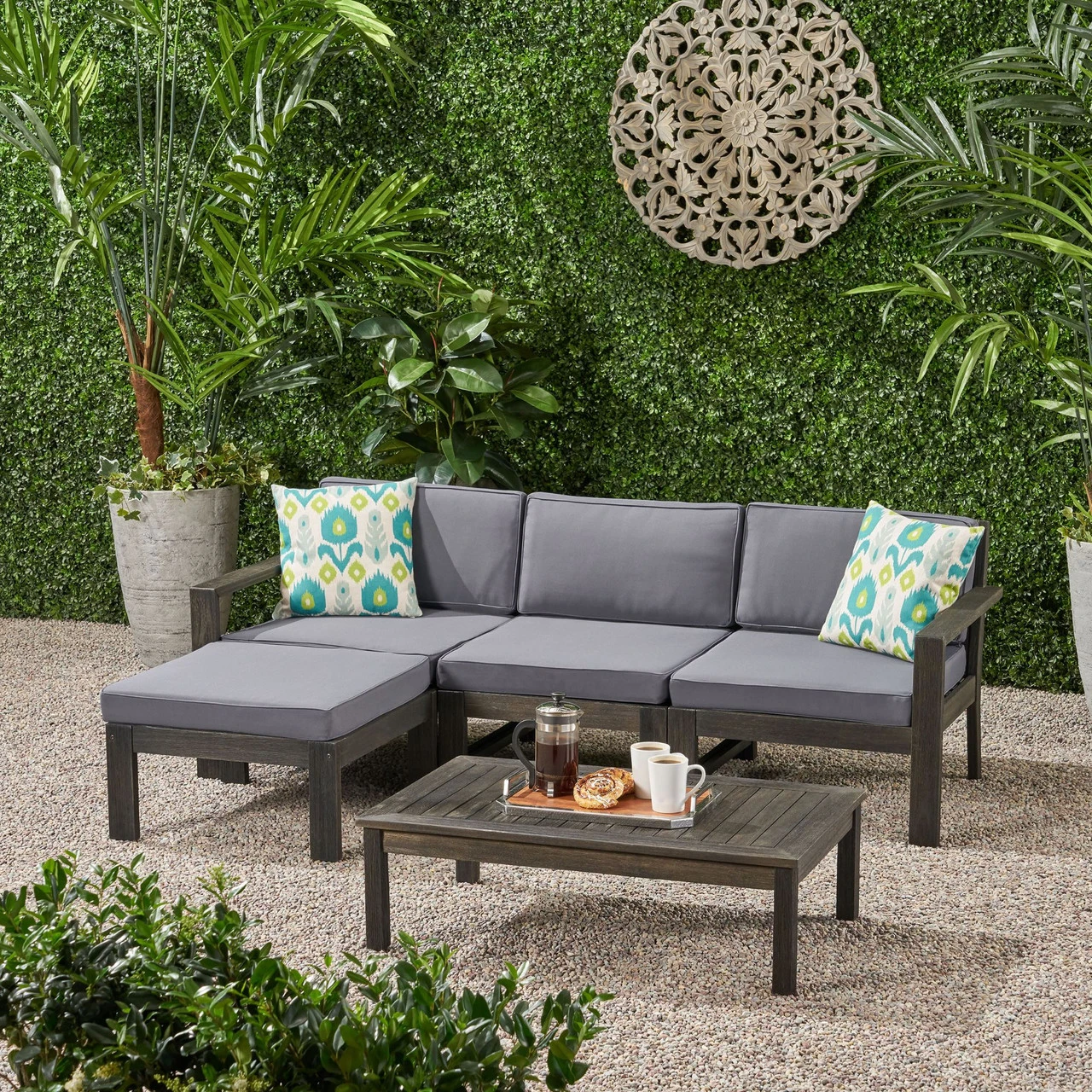 5-Piece Gray Outdoor Furniture Patio Sectional Sofa Set - Gray Cushions 7 5-Piece Gray Outdoor Furniture Patio Sectional Sofa Set - Gray Cushions - Image 7