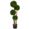 3' Artificial Boxwood Topiary Outdoor Tree In Black Pot