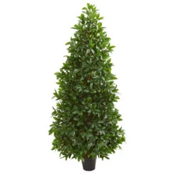 5' Artificial Bay Leaf Cone Outdoor Topiary Tree