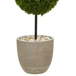 4' Artificial Boxwood Double Ball Topiary Outdoor Tree In Oval Planter -PatioVibe Shop dnnl205701 5 71798.1681813682