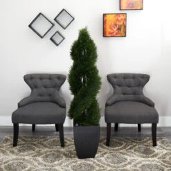 5' Artificial Double Pond Cypress Spiral Topiary Outdoor Tree In Black Wash Planter 7 5' Artificial Double Pond Cypress Spiral Topiary Outdoor Tree In Black Wash Planter -PatioVibe Shop dnnl205770 3 21043.1681813655