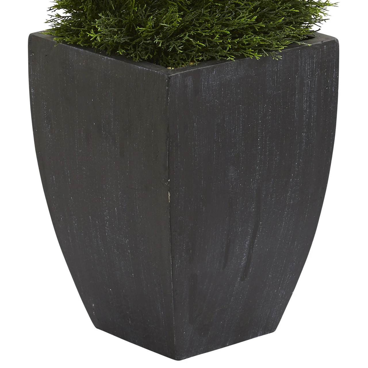5' Artificial Double Pond Cypress Spiral Topiary Outdoor Tree In Black Wash Planter 5 5' Artificial Double Pond Cypress Spiral Topiary Outdoor Tree In Black Wash Planter - Image 5