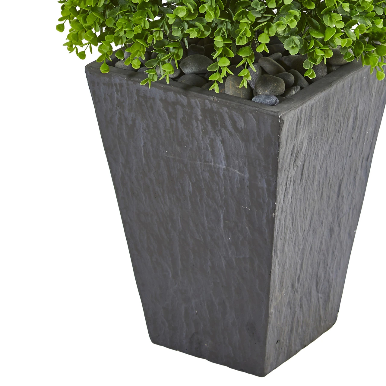 4.75" Eucalyptus Topiary Artificial Outdoor Tree In Slate Planter 4 4.75" Eucalyptus Topiary Artificial Outdoor Tree In Slate Planter - Image 4