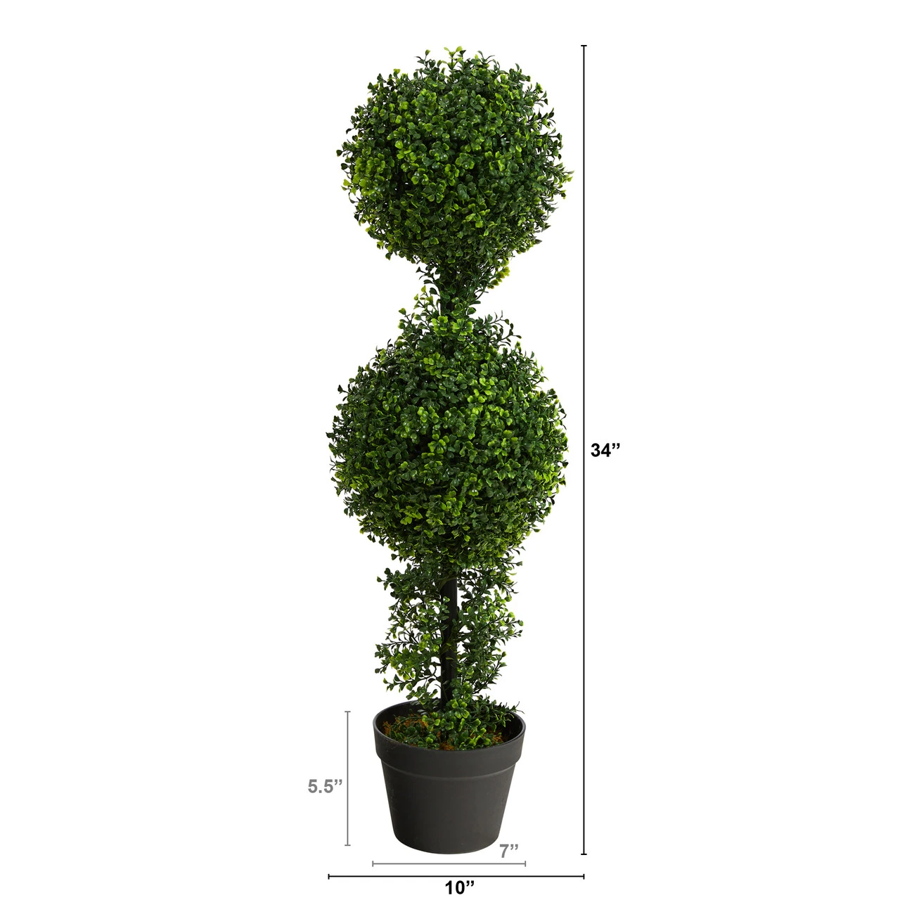 34" Boxwood Double Ball Topiary Artificial Outdoor Tree 3 34" Boxwood Double Ball Topiary Artificial Outdoor Tree - Image 3