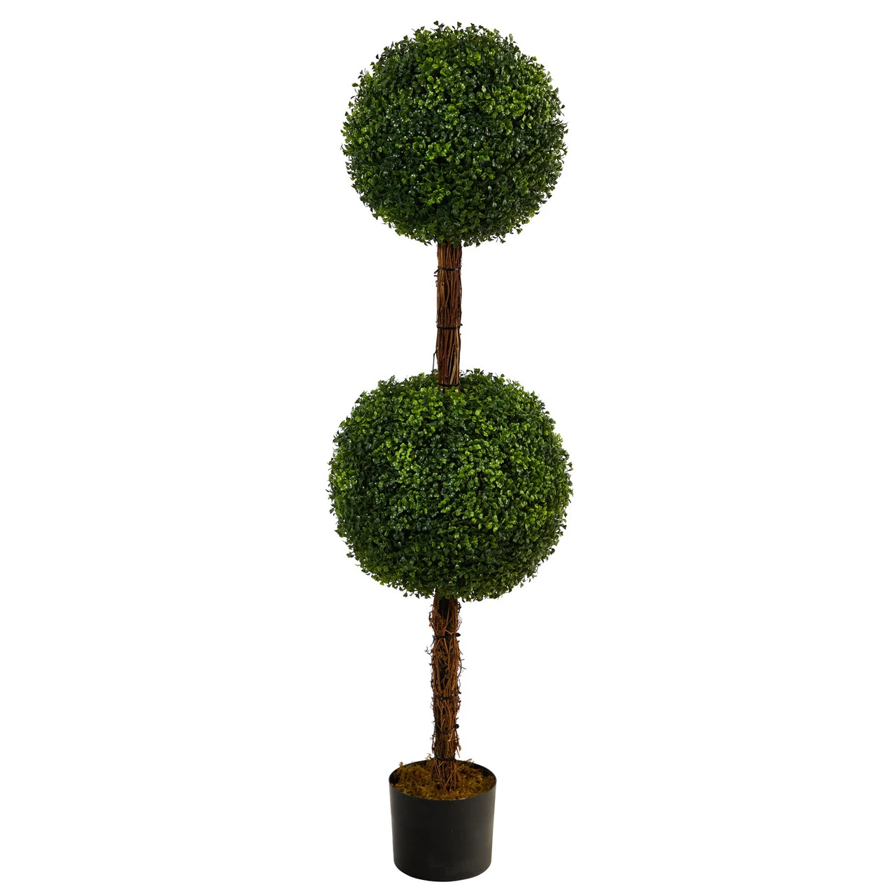 4.5' Boxwood Double Ball Topiary Outdoor Artificial Tree In Black Pot 1 4.5' Boxwood Double Ball Topiary Outdoor Artificial Tree In Black Pot