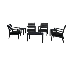 7-Piece Black Outdoor Patio Seating Set With Cushions 36"