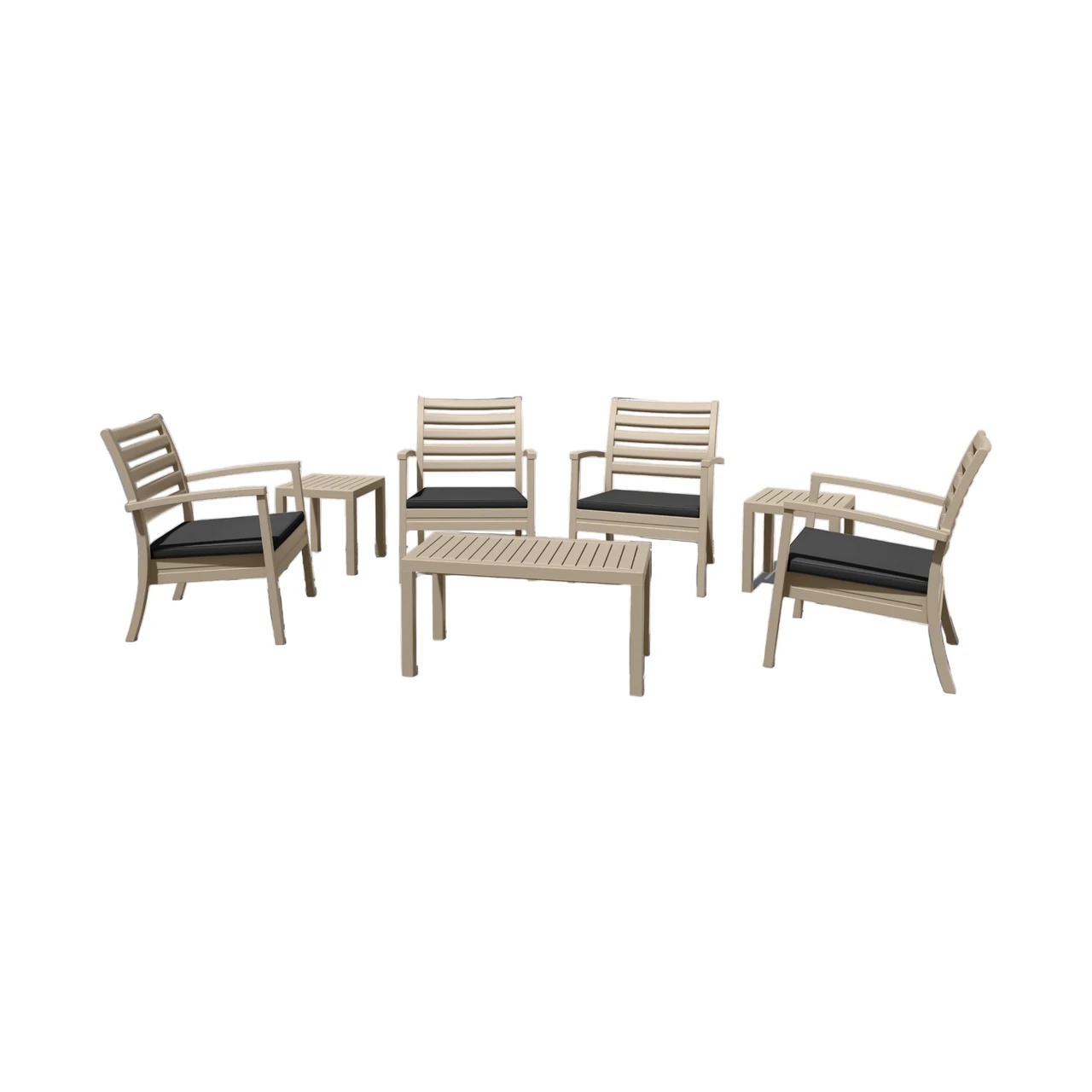 7-Piece Taupe Gray And Charcoal Black Outdoor Patio Seating Set With Cushions 36" 1 7-Piece Taupe Gray And Charcoal Black Outdoor Patio Seating Set With Cushions 36"