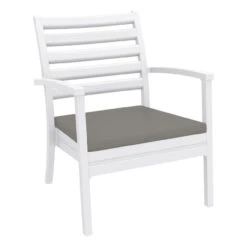 7-Piece White And Taupe Gray Outdoor Patio Seating Set With Cushions 36" -PatioVibe Shop dpam isp004s7 whi cta 5 49887.1686994026