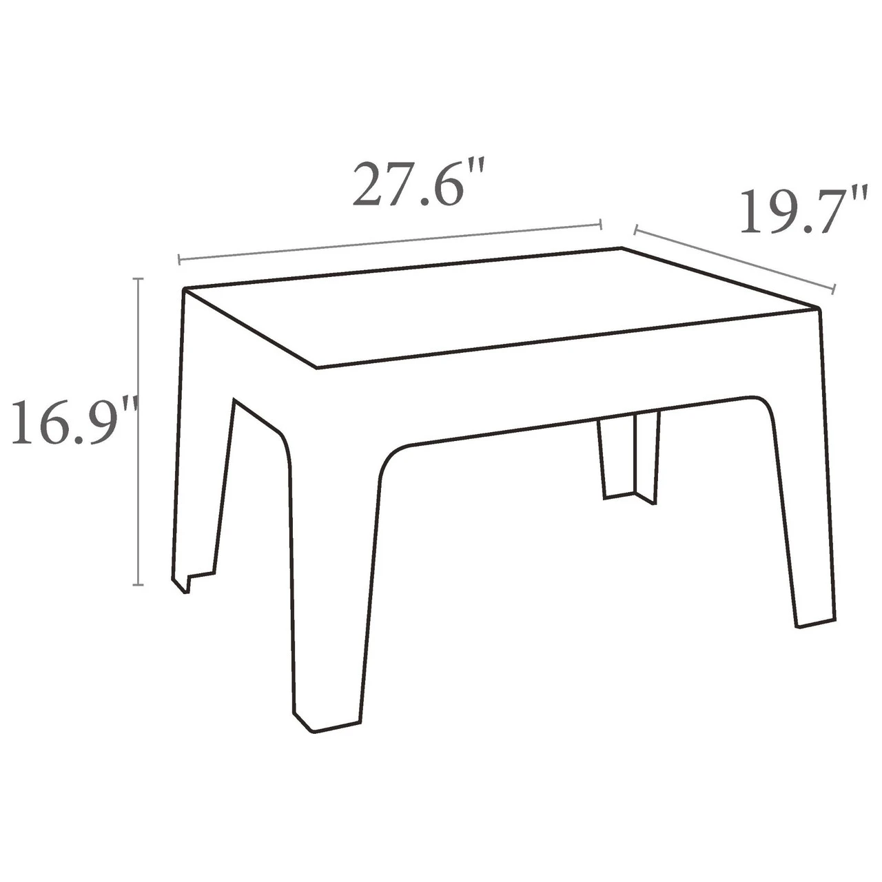 27.5" White Stackable Outdoor Patio Coffee Table 8 27.5" White Stackable Outdoor Patio Coffee Table - Image 8