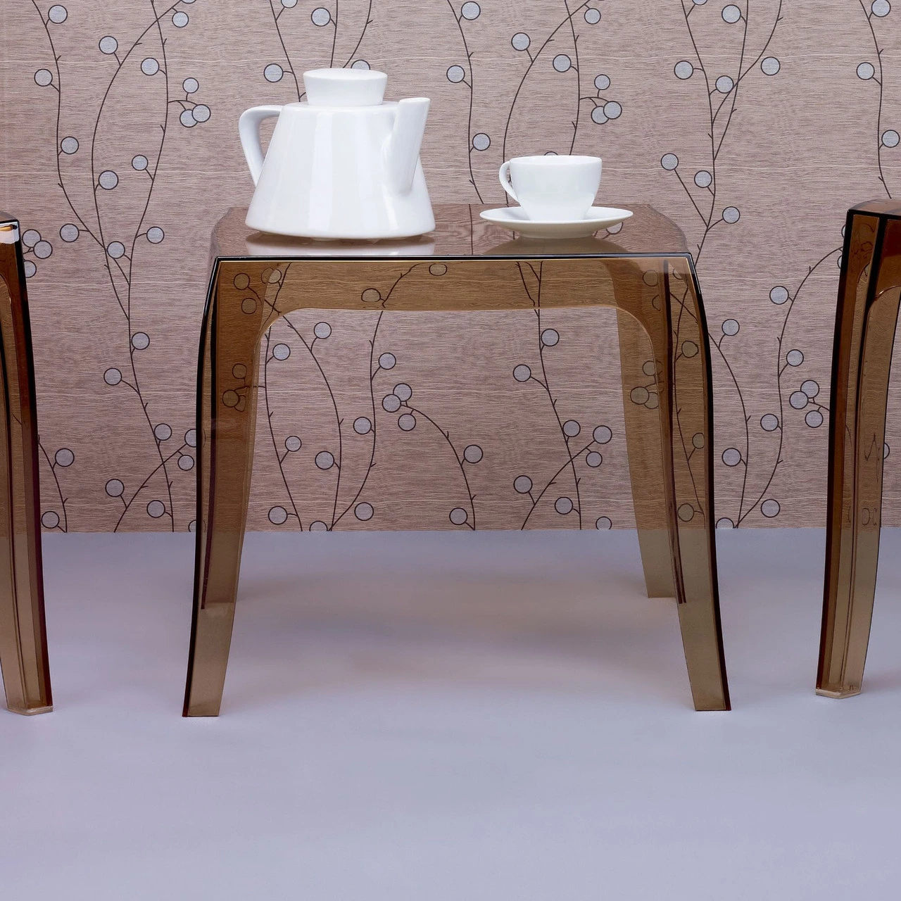 20" Amber Transparent Stacking Square Outdoor Patio Side Table 6 20" Amber Transparent Stacking Square Outdoor Patio Side Table - Image 6