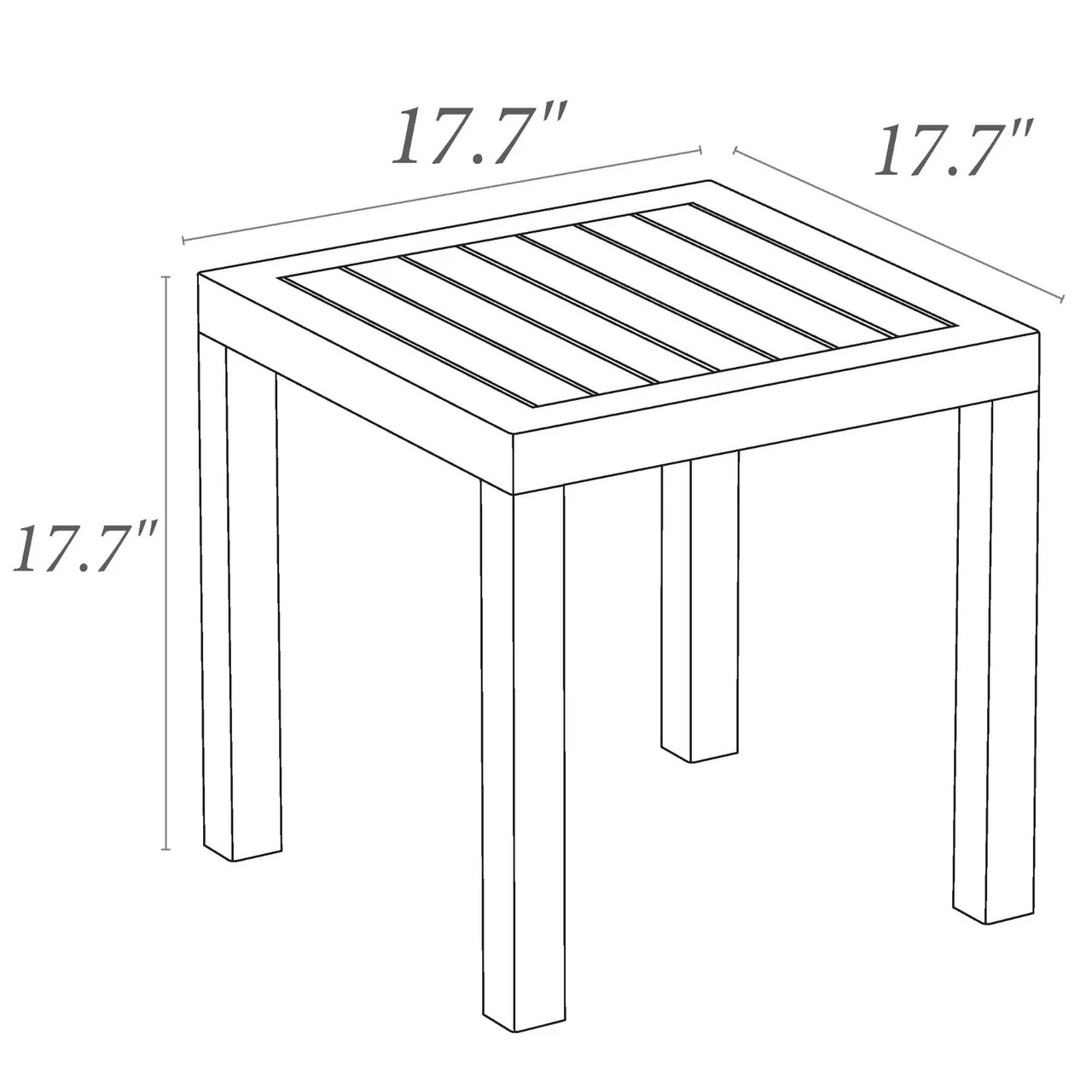18" Taupe Brown Patio Square Resin Side Table With Drain Hole 6 18" Taupe Brown Patio Square Resin Side Table With Drain Hole - Image 6