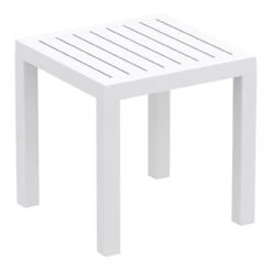 18" White Patio Square Resin Side Table With Drain Hole