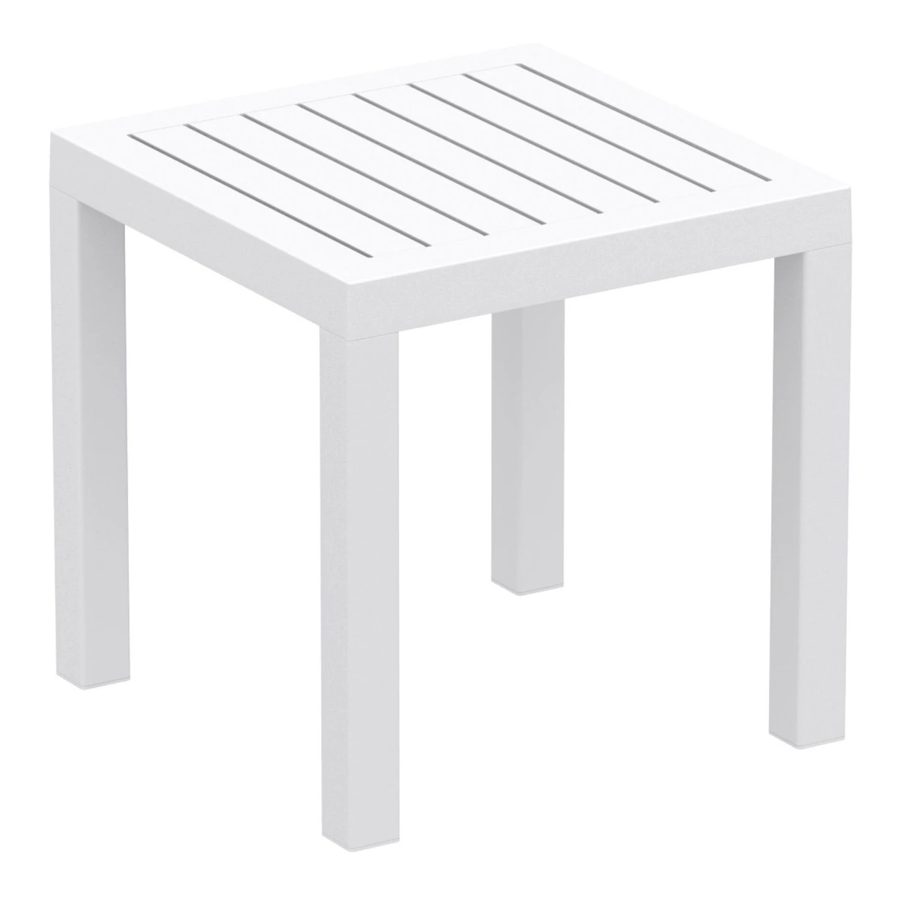 18" White Patio Square Resin Side Table With Drain Hole 1 18" White Patio Square Resin Side Table With Drain Hole