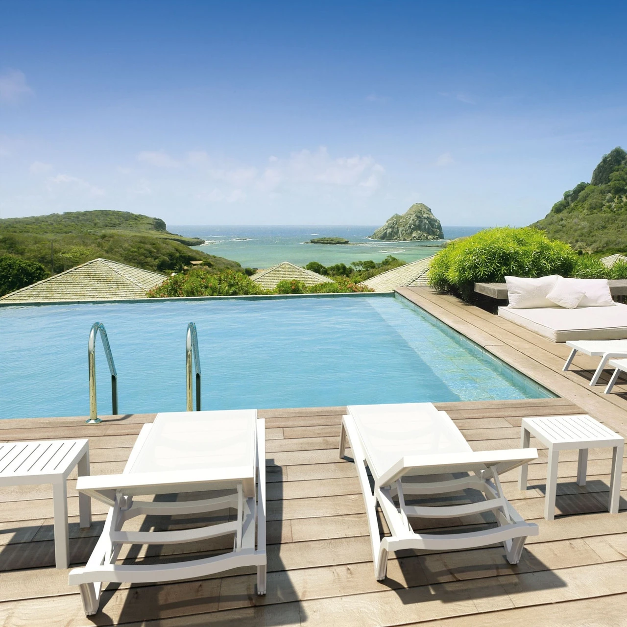 18" White Patio Square Resin Side Table With Drain Hole 7 18" White Patio Square Resin Side Table With Drain Hole - Image 7