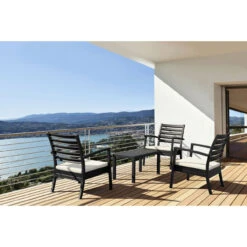 36" Black Patio Solid Rectangular Patio Resin Coffee Table -PatioVibe Shop dpam isp069 bla 5 96373.1667531966