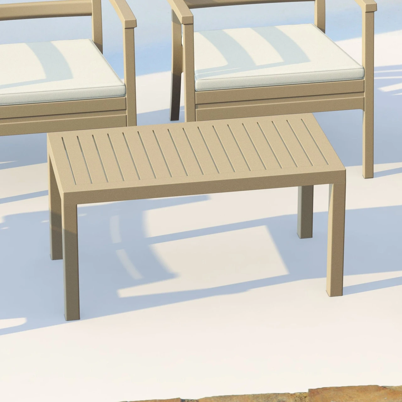 36" Taupe Brown Patio Solid Rectangular Patio Resin Coffee Table 4 36" Taupe Brown Patio Solid Rectangular Patio Resin Coffee Table - Image 4