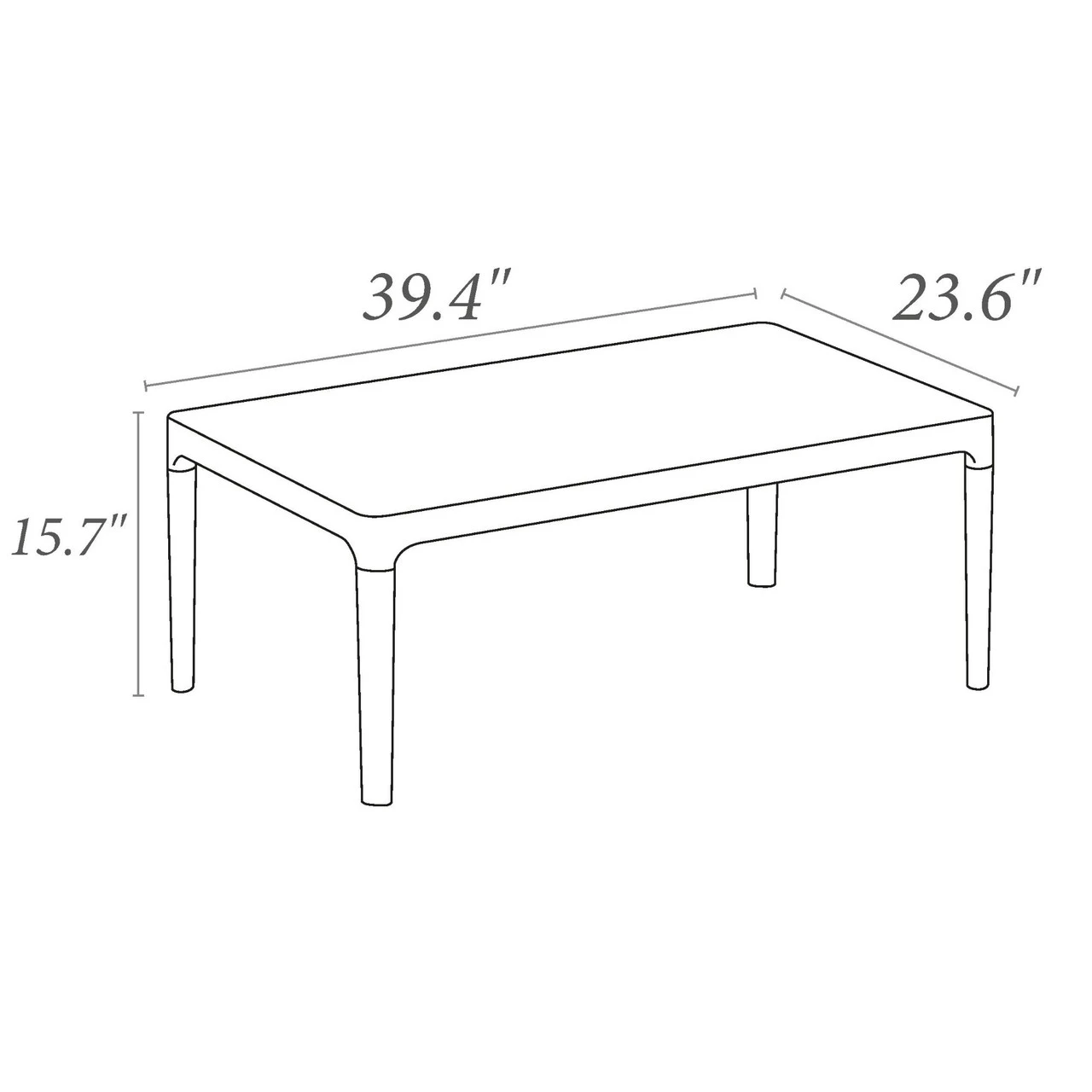 39.5" Yellow Patio Solid Rectangular Lounge Coffee Table 6 39.5" Yellow Patio Solid Rectangular Lounge Coffee Table - Image 6