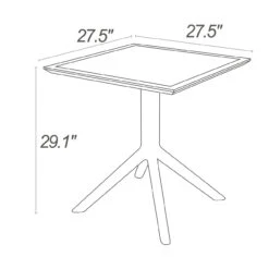 29.5" Taupe Brown Square Outdoor Patio Dining Table -PatioVibe Shop dpam isp108 dvr 5 00477.1667531872
