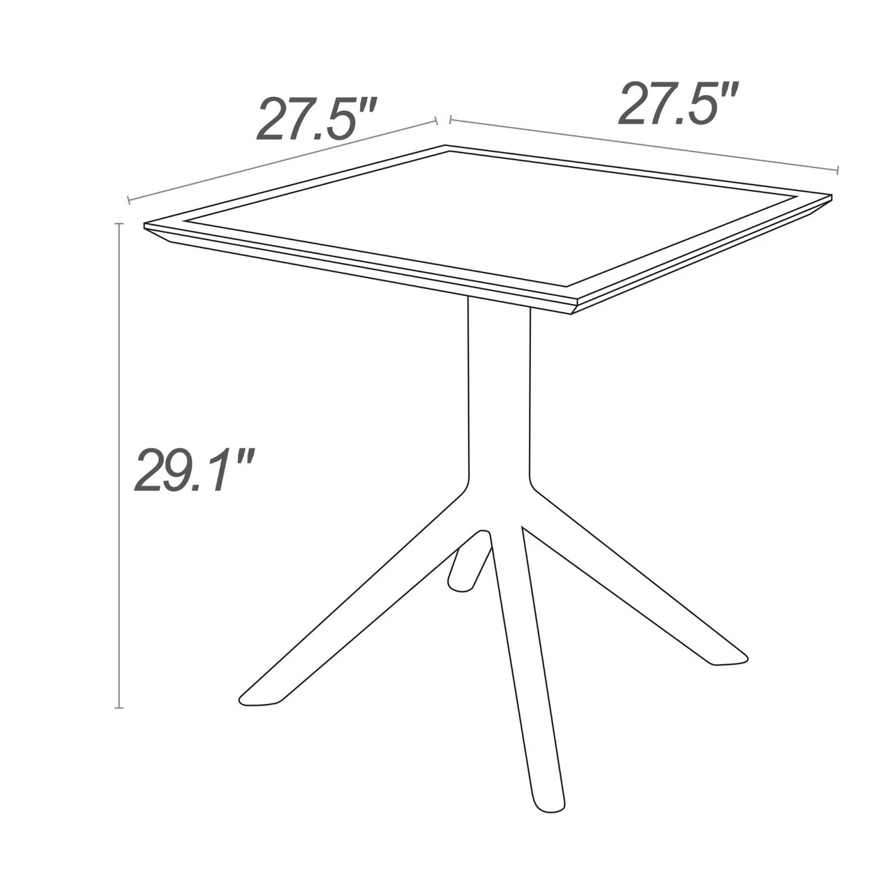29.5" White Square Outdoor Patio Dining Table 7 29.5" White Square Outdoor Patio Dining Table - Image 7