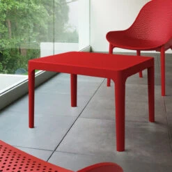 23.5" Red Rectangular Outdoor Patio Side Table -PatioVibe Shop dpam isp109 red 4 32139.1667531881