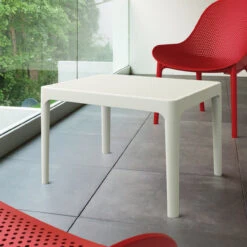 23.5" White Rectangular Outdoor Patio Side Table 9 23.5" White Rectangular Outdoor Patio Side Table -PatioVibe Shop dpam isp109 whi 4 08880.1667531884