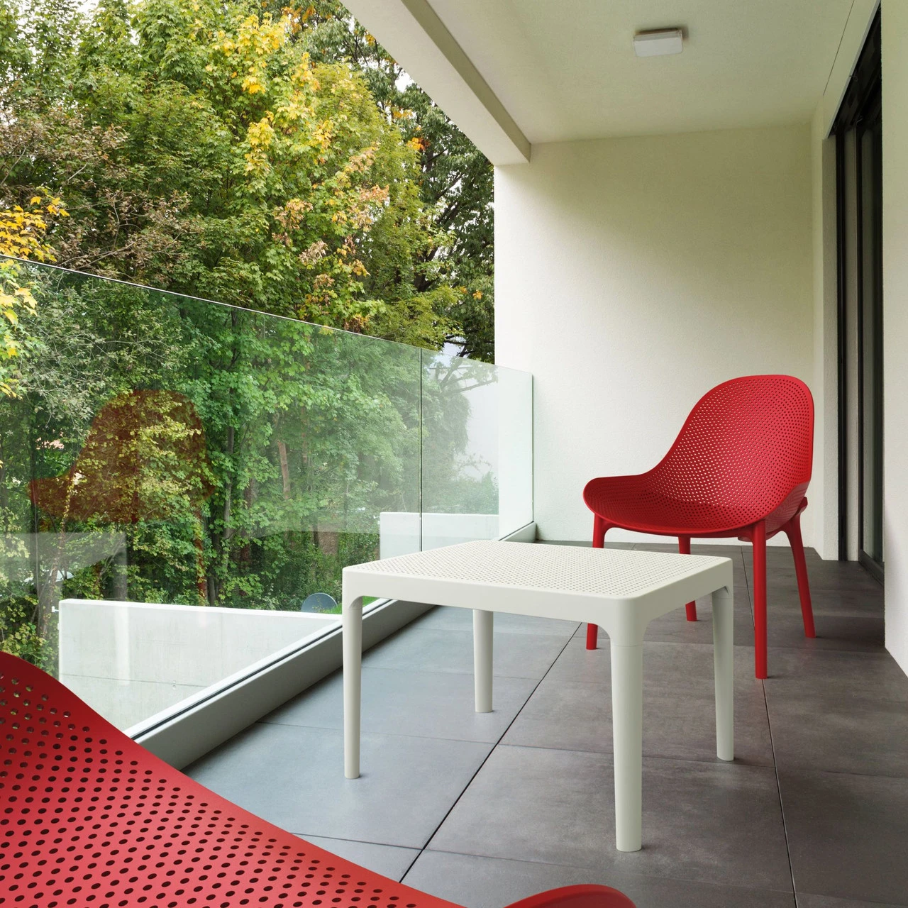 23.5" White Rectangular Outdoor Patio Side Table 5 23.5" White Rectangular Outdoor Patio Side Table - Image 5