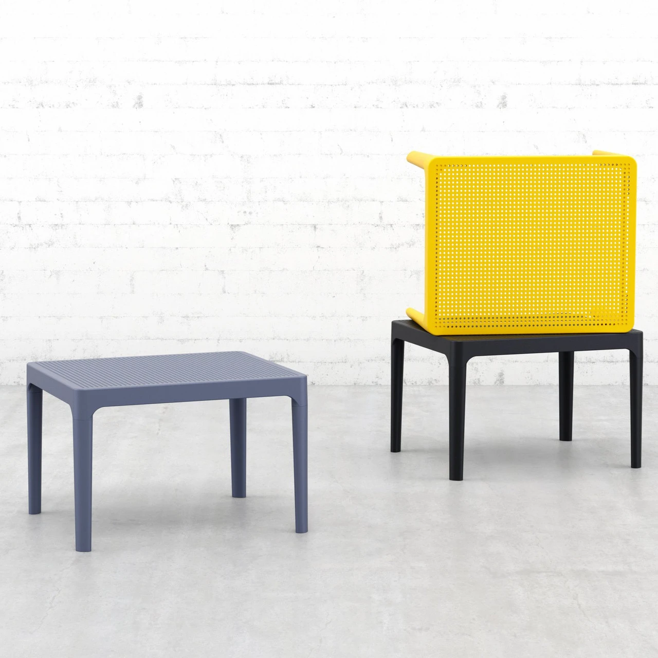 23.5" Yellow Rectangular Outdoor Patio Side Table 6 23.5" Yellow Rectangular Outdoor Patio Side Table - Image 6