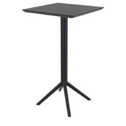 42.5" Black Folding Square Outdoor Patio Bar Table