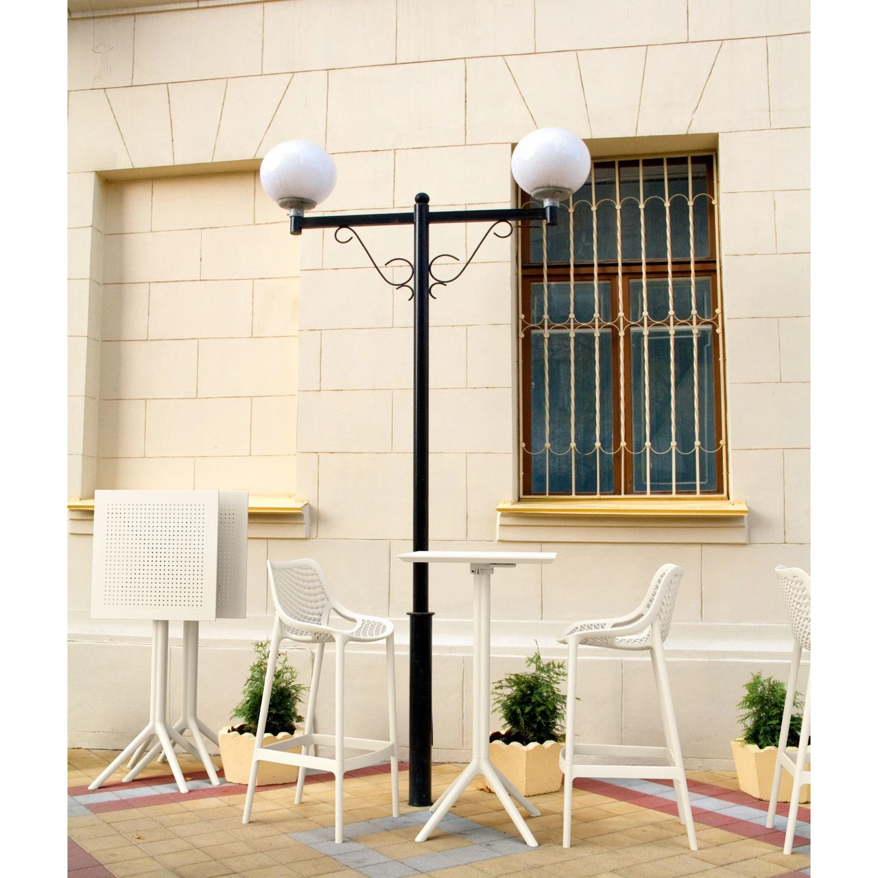 42.5" White Folding Square Outdoor Patio Bar Table 8 42.5" White Folding Square Outdoor Patio Bar Table - Image 8