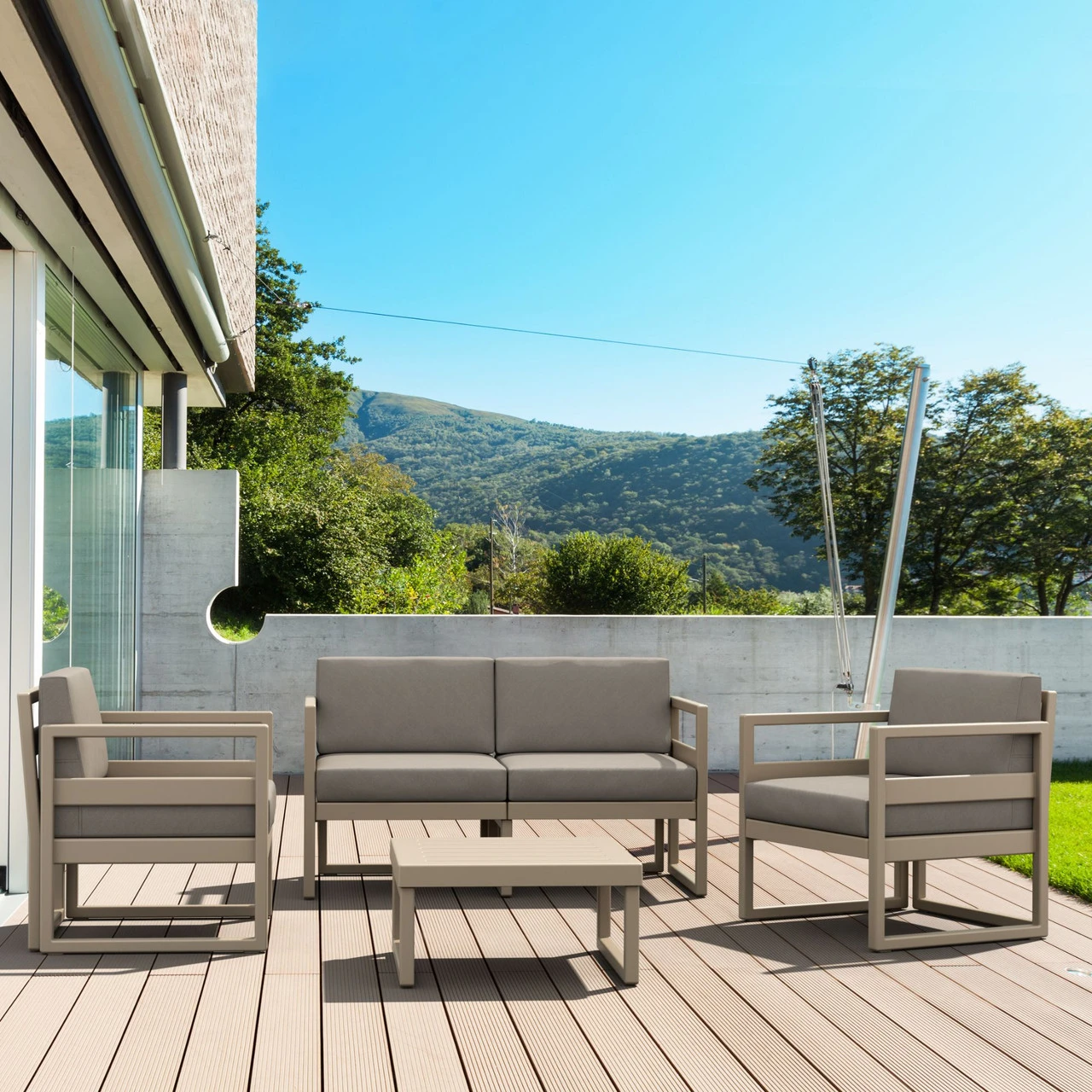 25.5" Taupe Brown Patio Square Coffee Table 6 25.5" Taupe Brown Patio Square Coffee Table - Image 6