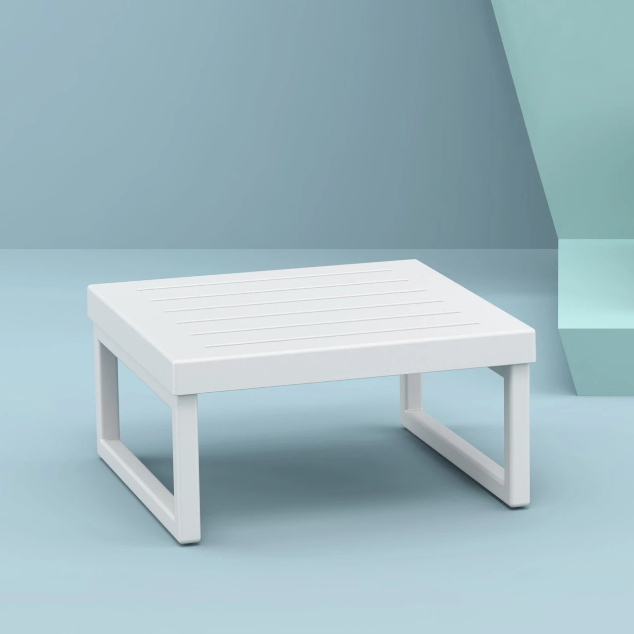 25.5" White Patio Square Coffee Table 4 25.5" White Patio Square Coffee Table - Image 4