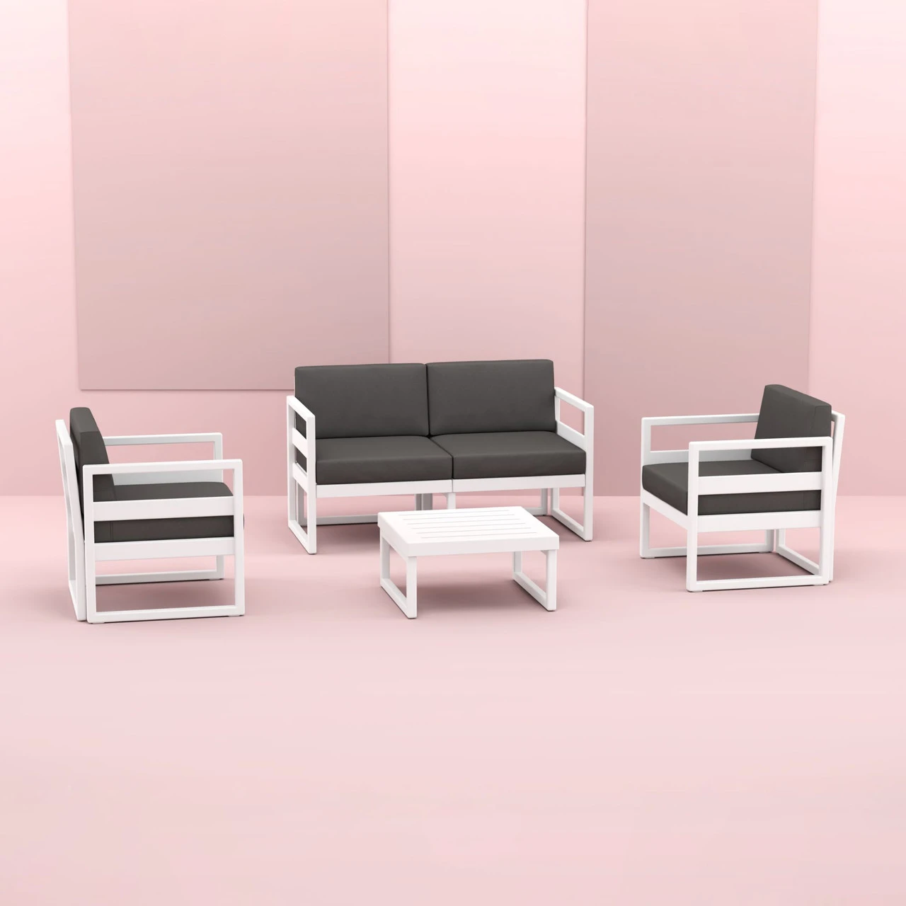 25.5" White Patio Square Coffee Table 5 25.5" White Patio Square Coffee Table - Image 5