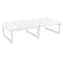 51" White Patio Rectangular Lounge Coffee Table